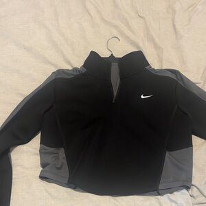 Nike Women's Black and Gray Quarter-Zip Jacket